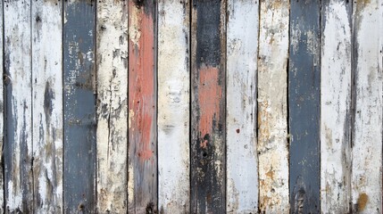 Weathered wooden fence with multiple shades of gray, white, and brown paint.