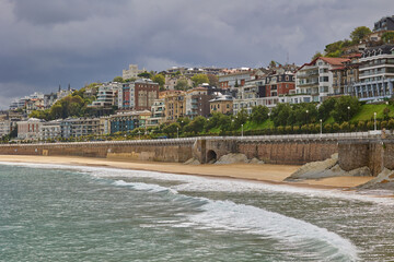 La Concha beach in the Spanish port of San Sebastian, Spain