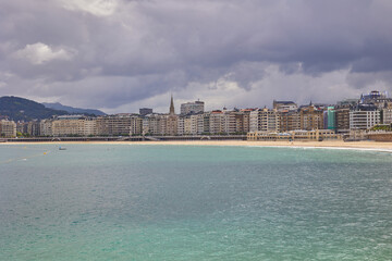 La Concha beach in the Spanish port of San Sebastian, Spain