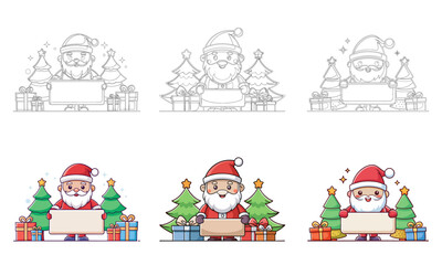 Santa Claus Cartoon Characters. Vector Collection Set
