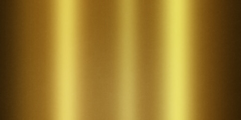 Shiny gold polished metal background texture of brushed stainless steel plate with the reflection of golden light