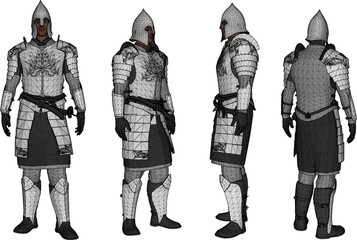 Vector sketch illustration design of warrior knight in armor of royal era