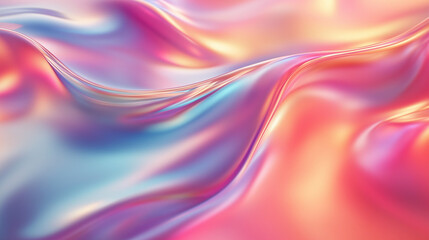 Smooth Glossy Fabric Waves with Pink Blue and Pastel Tones Flowing Fluidly in Abstract Patterns