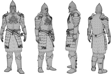 Vector sketch illustration design of warrior knight in armor of royal era