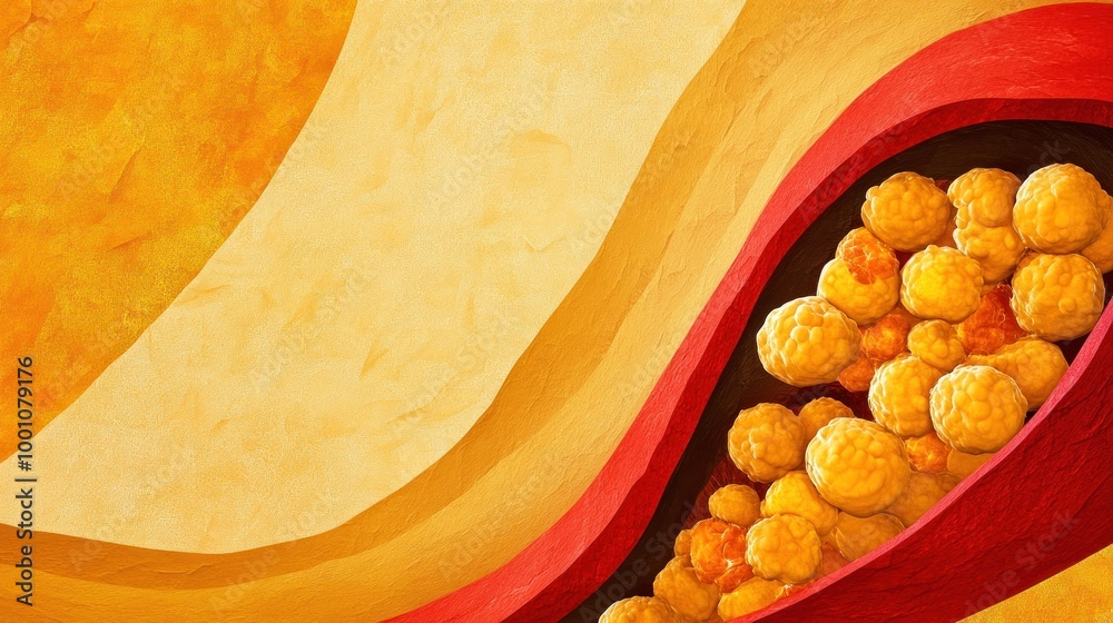 Poster Abstract illustration depicting layered textures and spherical forms in warm colors.