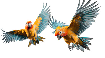 Fototapeta premium Two tropical exotic parrots flying.