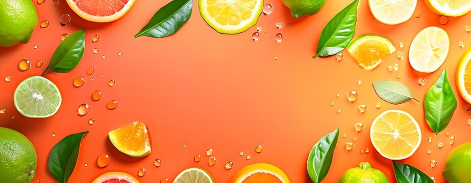 Banner with lime and orange colors, creating a fresh and summery vibe with plenty of copy space for creative text or design