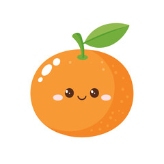 Tengerine Cute Cartoon Fruit Fresh Animation Kawaii Healthy Character
