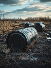 Barrels in a field