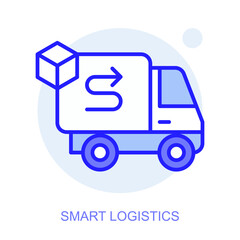 Smart Logistics concept icon. Smart factory. Modern technologies. Industry 4.0. Automated production. Vector linear illustration.
