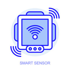 Smart Sensor concept icon. Smart factory. Modern technologies. Industry 4.0. Automated production. Vector linear illustration.