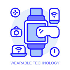 Wearable Technology concept icon. Smart factory. Modern technologies. Industry 4.0. Automated production. Vector linear illustration.
