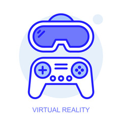 Virtual Reality concept icon. Smart factory. Modern technologies. Industry 4.0. Automated production. Vector linear illustration.