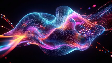 Fototapeta premium Abstract neon light patterns, futuristic, vibrant colors, 3D rendering