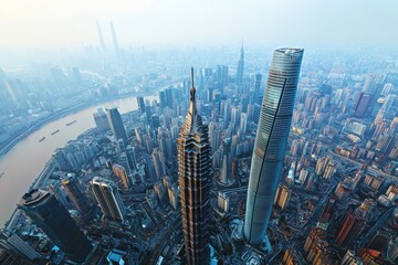 Aerial view of a modern city skyline