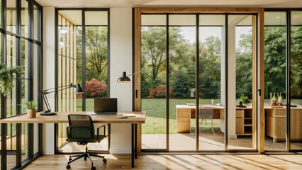 Modern and minimal house window for interior decoration isolated on background, open office glass window frame.