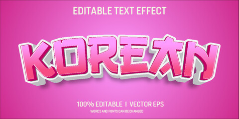editable korean vector text effect with modern style design