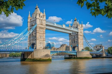 Iconic tower bridge in london city skyline