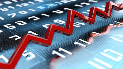 Financial Trend Graph with Downward Red Arrow