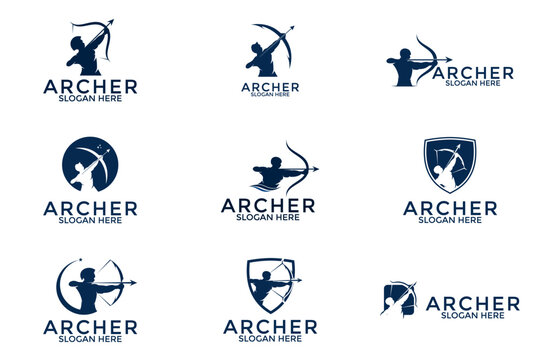 Set of Archer Logo Design Template Vector, Archer logo collection