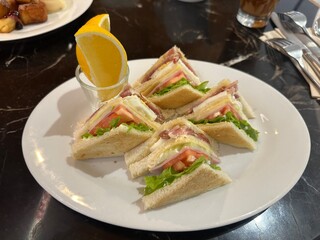 Yummy club sandwiches for tea break 