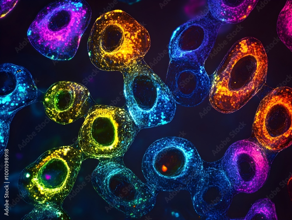 Aufkleber colorful microscopic cell structures in abstract design