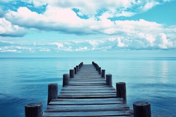 Tranquil Wooden Pier Overlooking Serene Ocean