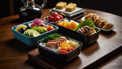 Lunch, takeaway food in plastic containers