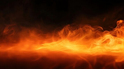 Fiery Flames on Black Background