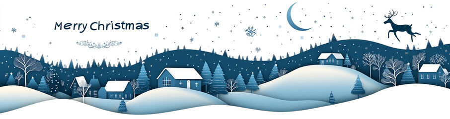 Christmas background with paper-cut snow landscape