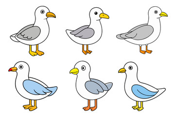 Gull Vector Illustration - Cartoon, Clipart, and Line Art Design for Digital Products.