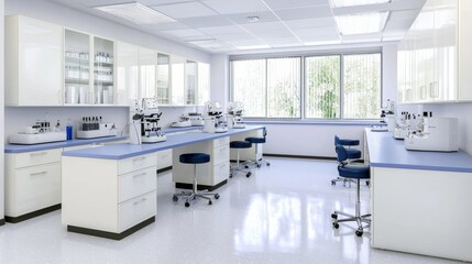 Modern Laboratory Interior with Clean Workspaces
