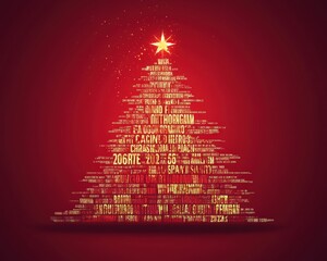 Festive christmas tree made of text