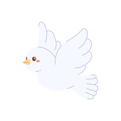 Cute simple illustration of white dove, isolated vector illustration.