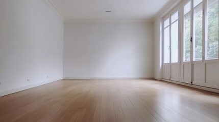 Obraz premium Empty Living Room Wall in Minimalist Style