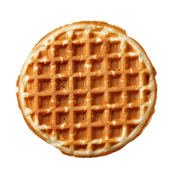 Delicious round waffle isolated on white background