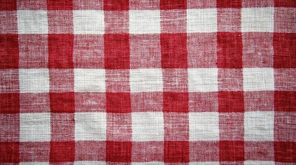 Red and White Gingham Pattern Fabric Swatch