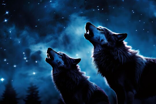  wolves howling under the stars wolves howling with a slow shutt
