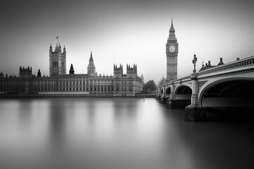 Iconic landmarks of london in black and white