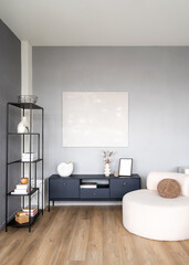 Modern living room interior design in cozy apartment