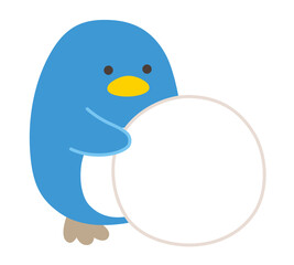 雪遊びをするペンギンのベクターイラスト。冬、ゆきだるま、鳥