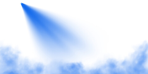Stage with directional blue light and light smoke on transparent background, neon light, empty stage and studio room with floating blue smoke. For product demonstrations. PNG.