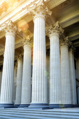 Fototapeta premium St Petersburg Russia. Kazan Cathedral colonnade in St-Petersburg, Russia. Facade view of Kazan cathedral under soft sunny light. Soft filter processing