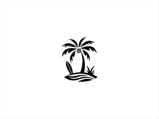  Hawaii beach logo.The logo incorporate elements like palm trees, ocean waves, and a golden sun to represent relaxation and natural beauty. 
