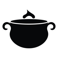 Cauldron silhouette vector.