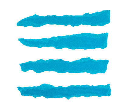 Blue Torn paper strips, ripped Blue paper sheets, realistic paper scraps with torn edges, isolated on a transparent background, grunge textured graphic element