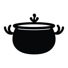 Cauldron silhouette vector.