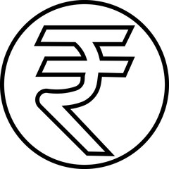 Rupee currency icon. Simple design in linear style vector for business and banking needs isolated on transparent background. INR currency sign. Coin symbol. Indian currency symbol vector illustration.