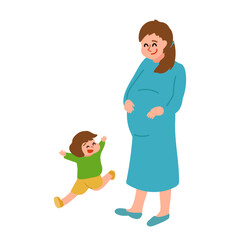 妊婦さんと男の子のイラスト