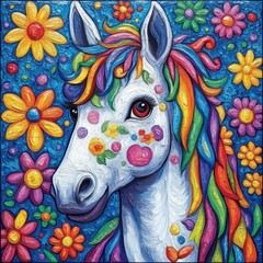 horse with flowers